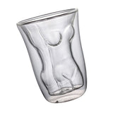 Body Shape Glass Cup Double Layer Beer Whisky Drinking Shot Glass for Party Gathering Bar Woman Body Shaped