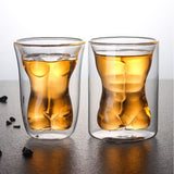 Body Shape Glass Cup Double Layer Beer Whisky Drinking Shot Glass for Party Gathering Bar Woman Body Shaped - Low Angle