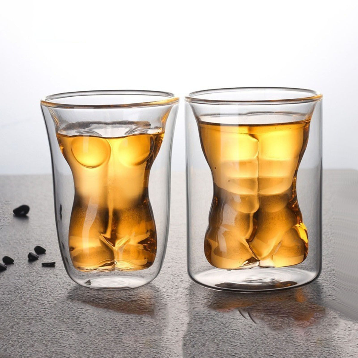 Body Shape Glass Cup Double Layer Beer Whisky Drinking Shot Glass for Party Gathering Bar Woman Body Shaped
