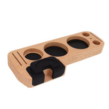 Coffee Tamping Station Beech Comfortable Grip Coffee Filter Tamper Holder with Pads for Coffee Making 58mm/2.3in - 45-Degree Angle