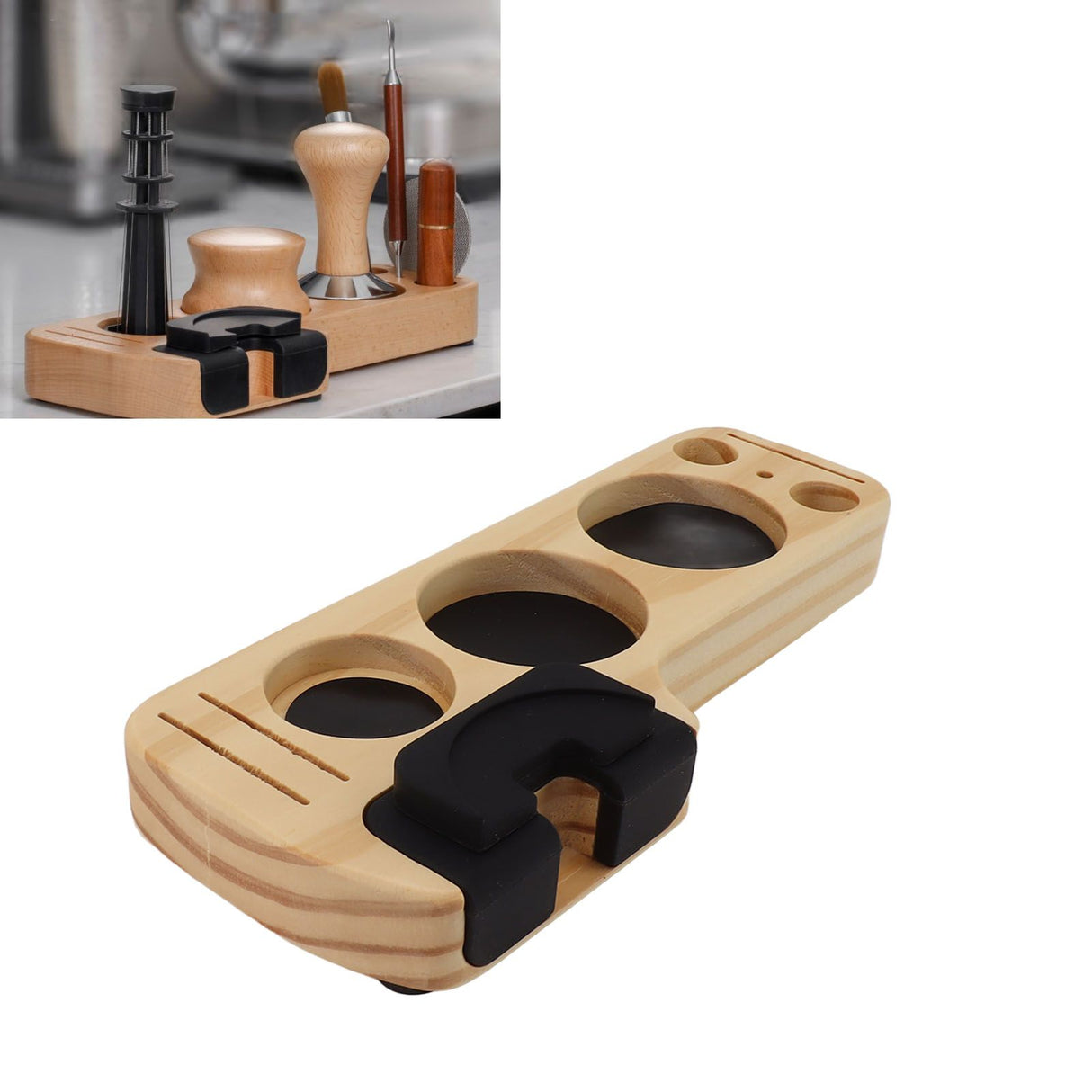 Wooden Coffee Tamper Holder Prevent Slip Stable Multifunctional for Home Cafe Restaurant Hotel Office 51
