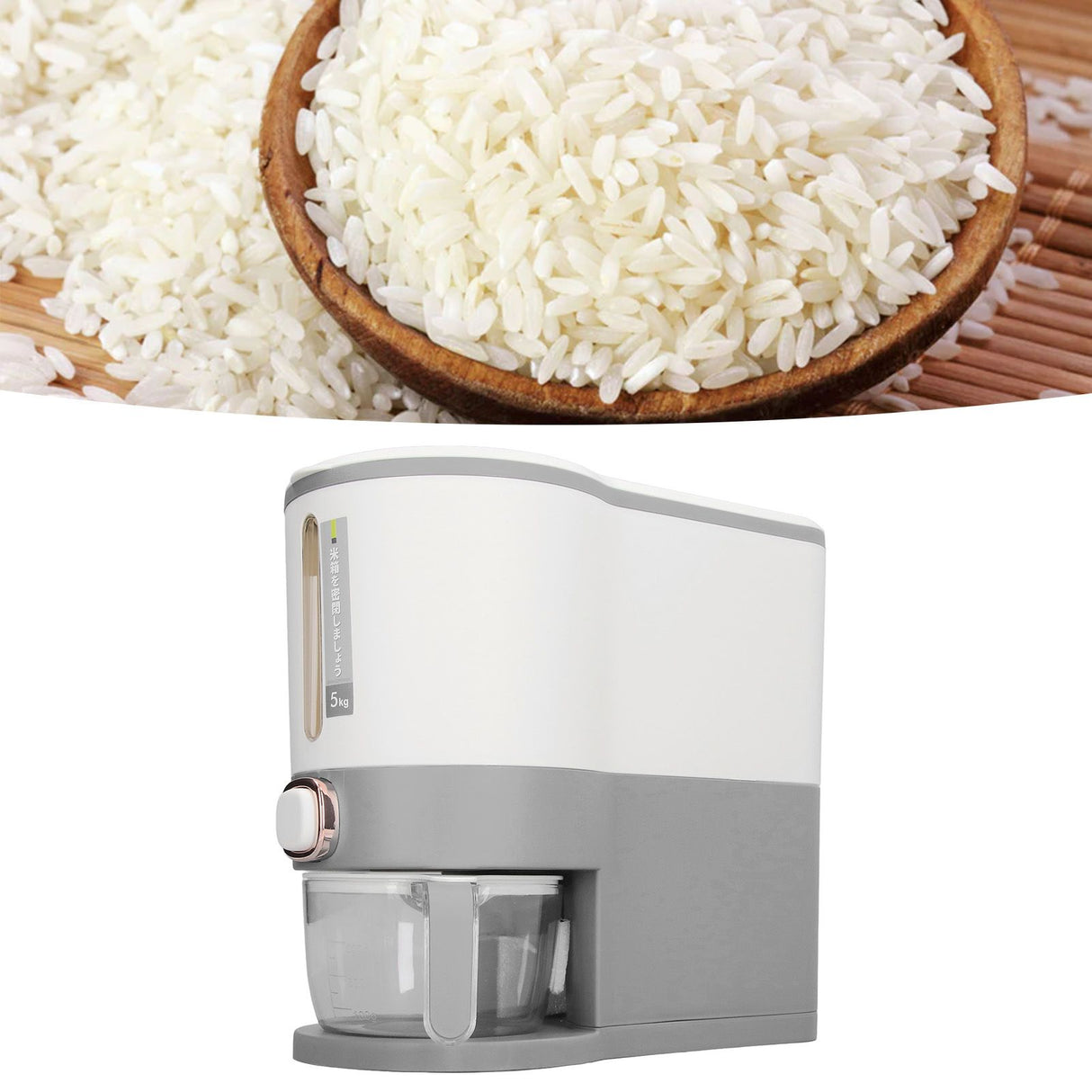 Rice Dispenser Household Food Grade Dry Sealed Grain Cereal Dispenser Bucket for Rice Millet Black Rice Barley Mung Beans Red Beans Small Light Gray