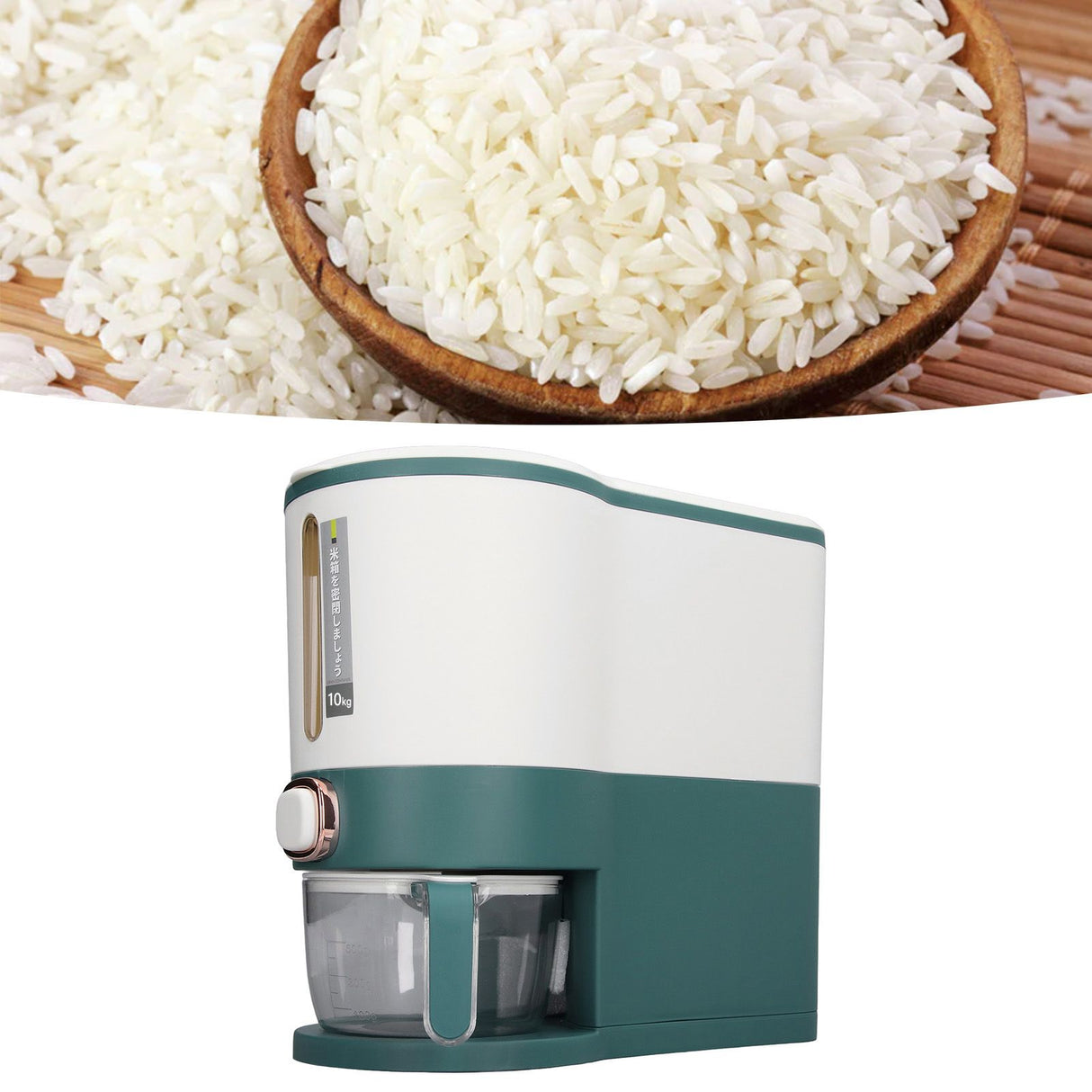 Rice Dispenser Household Food Grade Dry Sealed Grain Cereal Dispenser Bucket for Rice Millet Black Rice Barley Mung Beans Red Beans Large Jewel Green