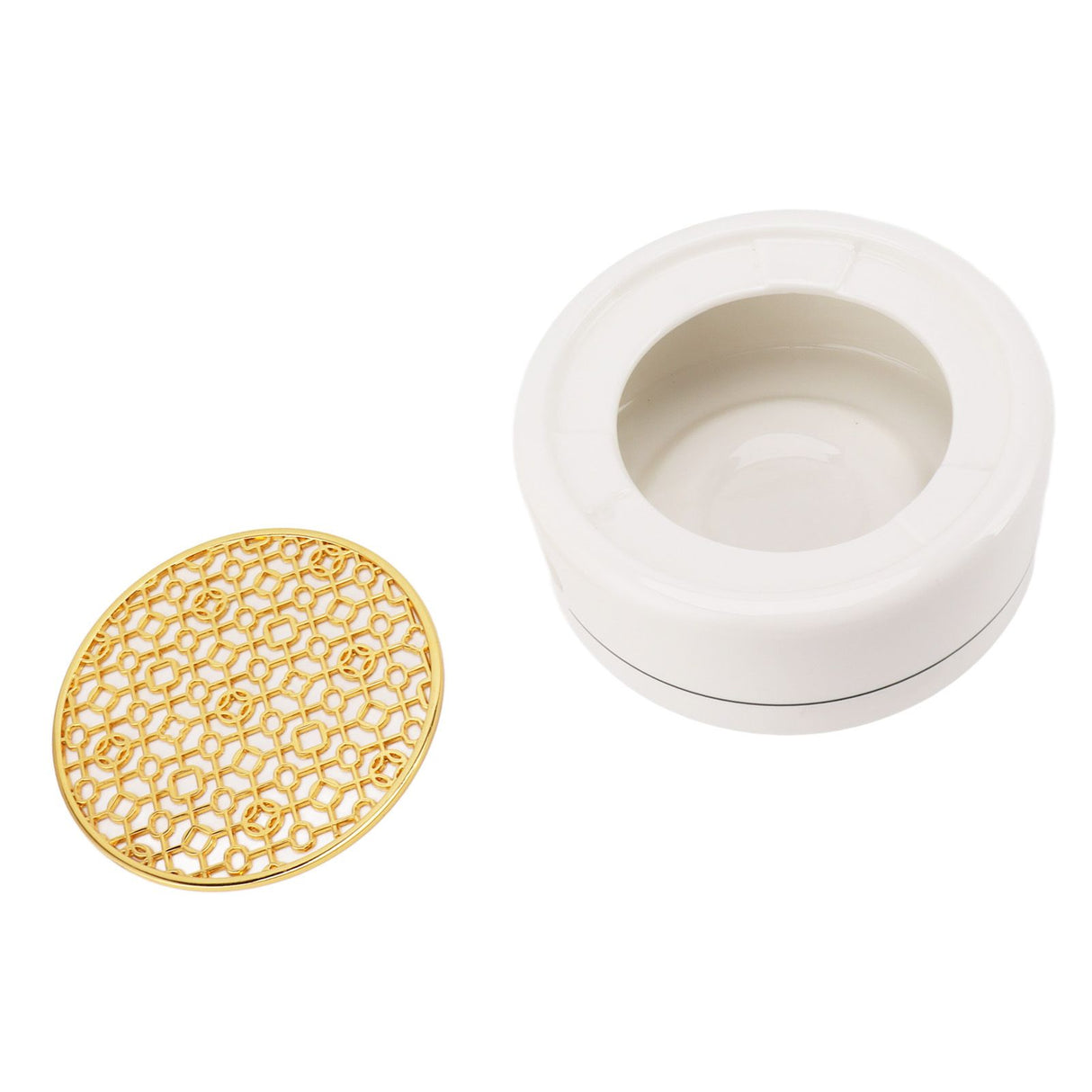 Ceramic Tea Pot Warmer with 11.8cm Gold Gasket Circular Concave Tea Kettle Heating Base for Home Kitchen Countertops