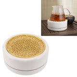 Ceramic Tea Pot Warmer with 11.8cm Gold Gasket Circular Concave Tea Kettle Heating Base for Home Kitchen Countertops
