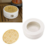 Ceramic Tea Pot Warmer with 11.8cm Gold Gasket Circular Concave Tea Kettle Heating Base for Home Kitchen Countertops