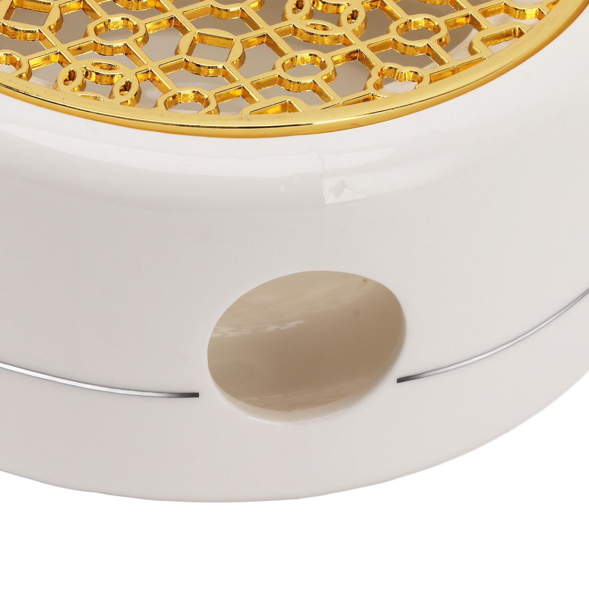 Ceramic Tea Pot Warmer with 11.8cm Gold Gasket Circular Concave Tea Kettle Heating Base for Home Kitchen Countertops
