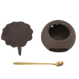 Ceramic Tea Roaster Loose Leaf Tea Warmer Tea Fragrance Roasting Baking Pot with Stainless Steel Spoon