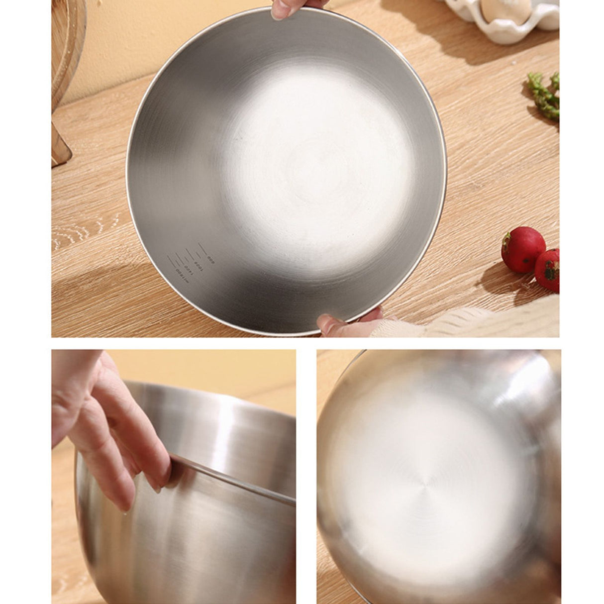 Mixing Bowl Large Capacity Thickened Stainless Steel Baking Cooking Basin for Kitchen 28x12cm/11x4.7in 5500ml