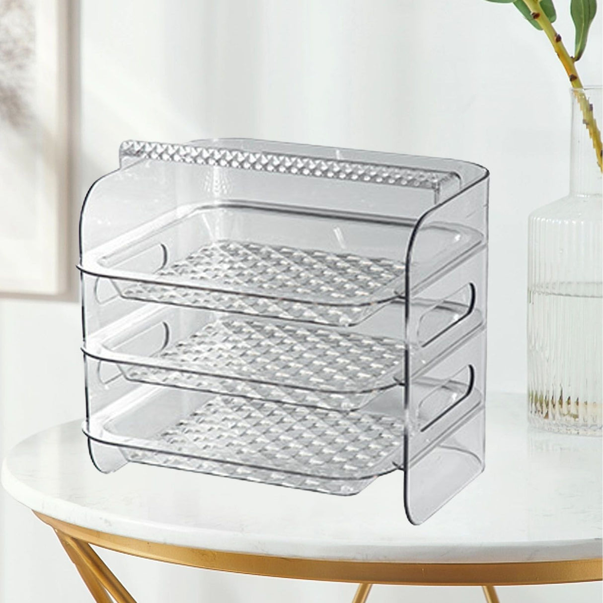 Multi Layer Food Tray Multifunctional Strong Capacity Durable Vegetable Fruit Preparation Plate 3 Layer White