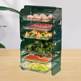 Multi Layer Food Tray Multifunctional Strong Capacity Durable Vegetable Fruit Preparation Plate 6 Layer Green - Side View