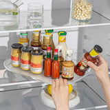 Refrigerator Turntable Organizer Transparent Rectangular Countertop Condiment Storage Rack for Household Kitchen Small Size - Extra Image