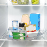 Refrigerator Turntable Organizer Transparent Rectangular Countertop Condiment Storage Rack for Household Kitchen Small Size
