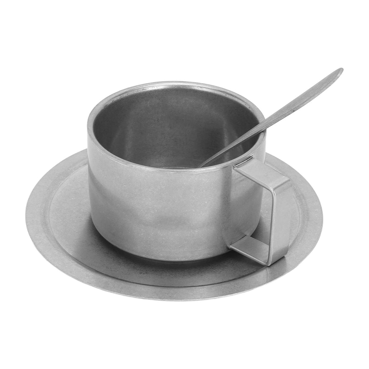 Insulated Coffee Cup Set Double Layer 304 Stainless Steel Coffee Mug with Saucer and Scoop for Home Camping Office 200ML