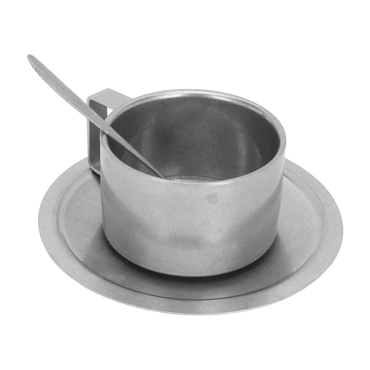 Insulated Coffee Cup Set Double Layer 304 Stainless Steel Coffee Mug with Saucer and Scoop for Home Camping Office 200ML