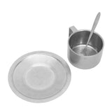 Insulated Coffee Cup Set Double Layer 304 Stainless Steel Coffee Mug with Saucer and Scoop for Home Camping Office 200ML