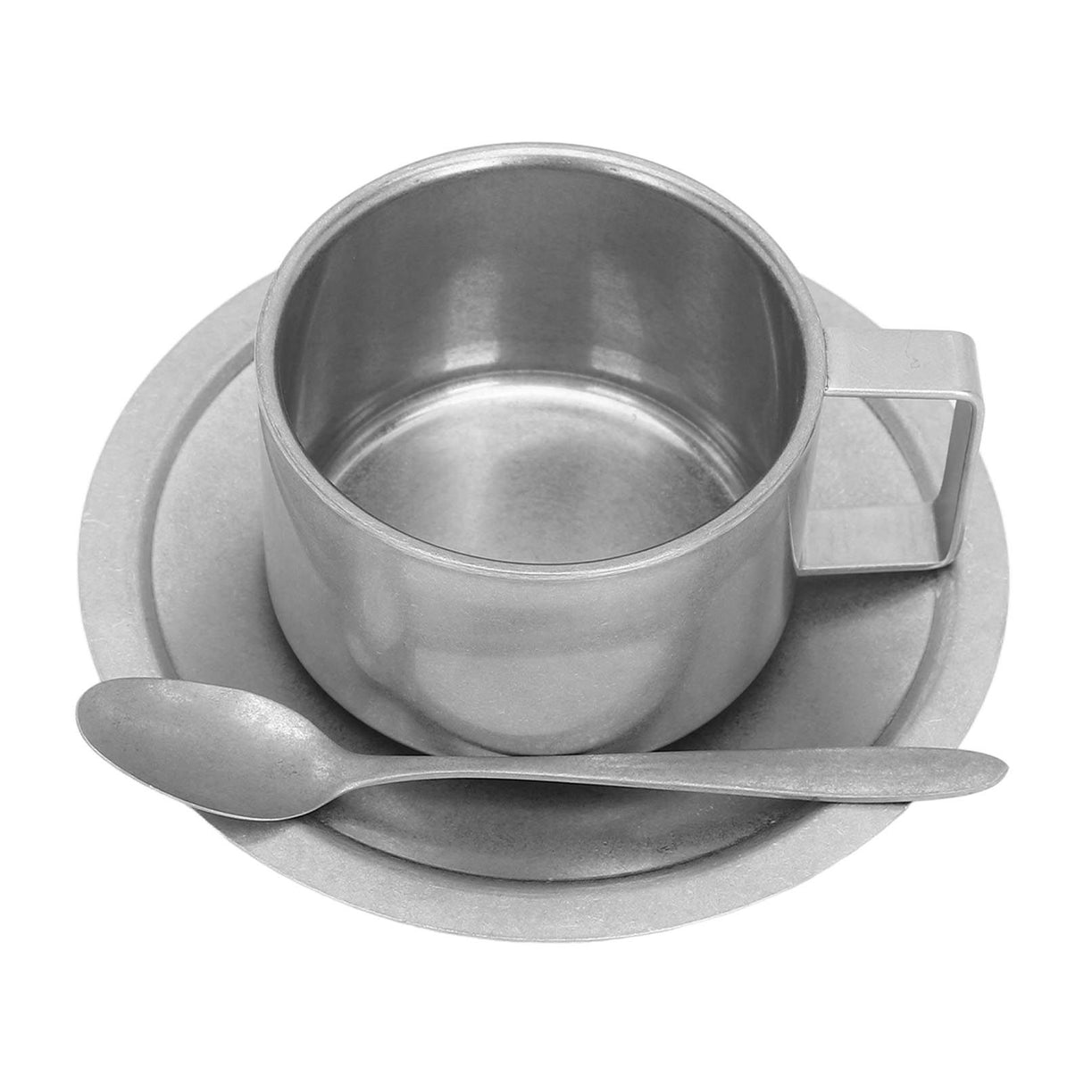 Insulated Coffee Cup Set Double Layer 304 Stainless Steel Coffee Mug with Saucer and Scoop for Home Camping Office 200ML