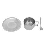Insulated Coffee Cup Set Double Layer 304 Stainless Steel Coffee Mug with Saucer and Scoop for Home Camping Office 200ML