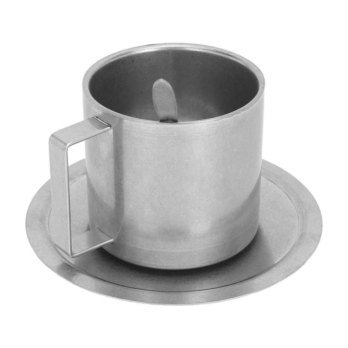Insulated Coffee Cup Set Double Layer 304 Stainless Steel Coffee Mug with Saucer and Scoop for Home Camping Office 280ML