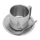 Insulated Coffee Cup Set Double Layer 304 Stainless Steel Coffee Mug with Saucer and Scoop for Home Camping Office 280ML