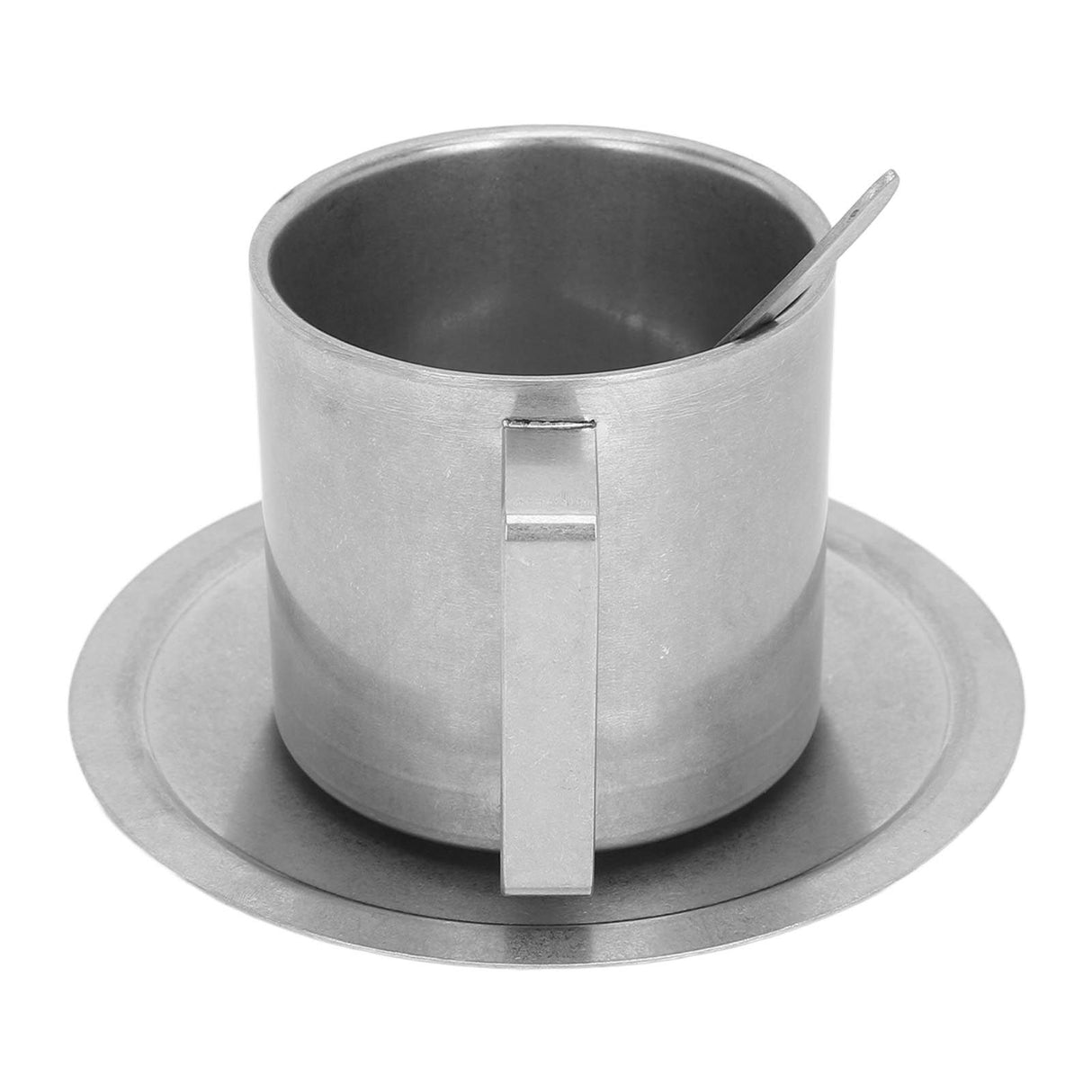 Insulated Coffee Cup Set Double Layer 304 Stainless Steel Coffee Mug with Saucer and Scoop for Home Camping Office 280ML