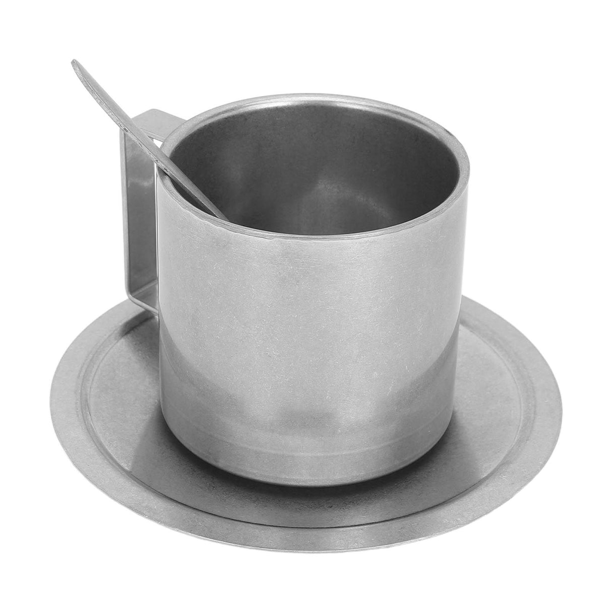 Insulated Coffee Cup Set Double Layer 304 Stainless Steel Coffee Mug with Saucer and Scoop for Home Camping Office 280ML