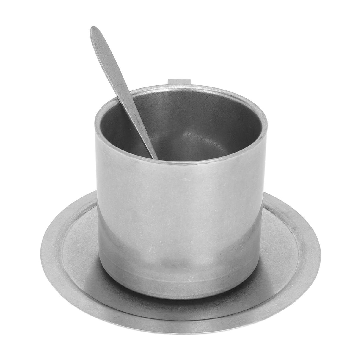 Insulated Coffee Cup Set Double Layer 304 Stainless Steel Coffee Mug with Saucer and Scoop for Home Camping Office 280ML