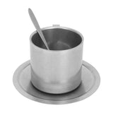 Insulated Coffee Cup Set Double Layer 304 Stainless Steel Coffee Mug with Saucer and Scoop for Home Camping Office 280ML