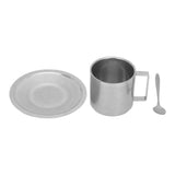 Insulated Coffee Cup Set Double Layer 304 Stainless Steel Coffee Mug with Saucer and Scoop for Home Camping Office 280ML