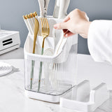 Multifunctional Kitchen Storage Rack Kitchen Countertop Cutting Board Pot Cover Chopsticks Forks Spoons Holder Pearl White