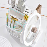Multifunctional Kitchen Storage Rack Kitchen Countertop Cutting Board Pot Cover Chopsticks Forks Spoons Holder Pearl White