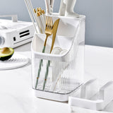 Multifunctional Kitchen Storage Rack Kitchen Countertop Cutting Board Pot Cover Chopsticks Forks Spoons Holder Pearl White - Extra Image