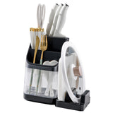 Multifunctional Kitchen Storage Rack Kitchen Countertop Cutting Board Pot Cover Chopsticks Forks Spoons Holder Advanced Black