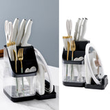 Multifunctional Kitchen Storage Rack Kitchen Countertop Cutting Board Pot Cover Chopsticks Forks Spoons Holder Advanced Black