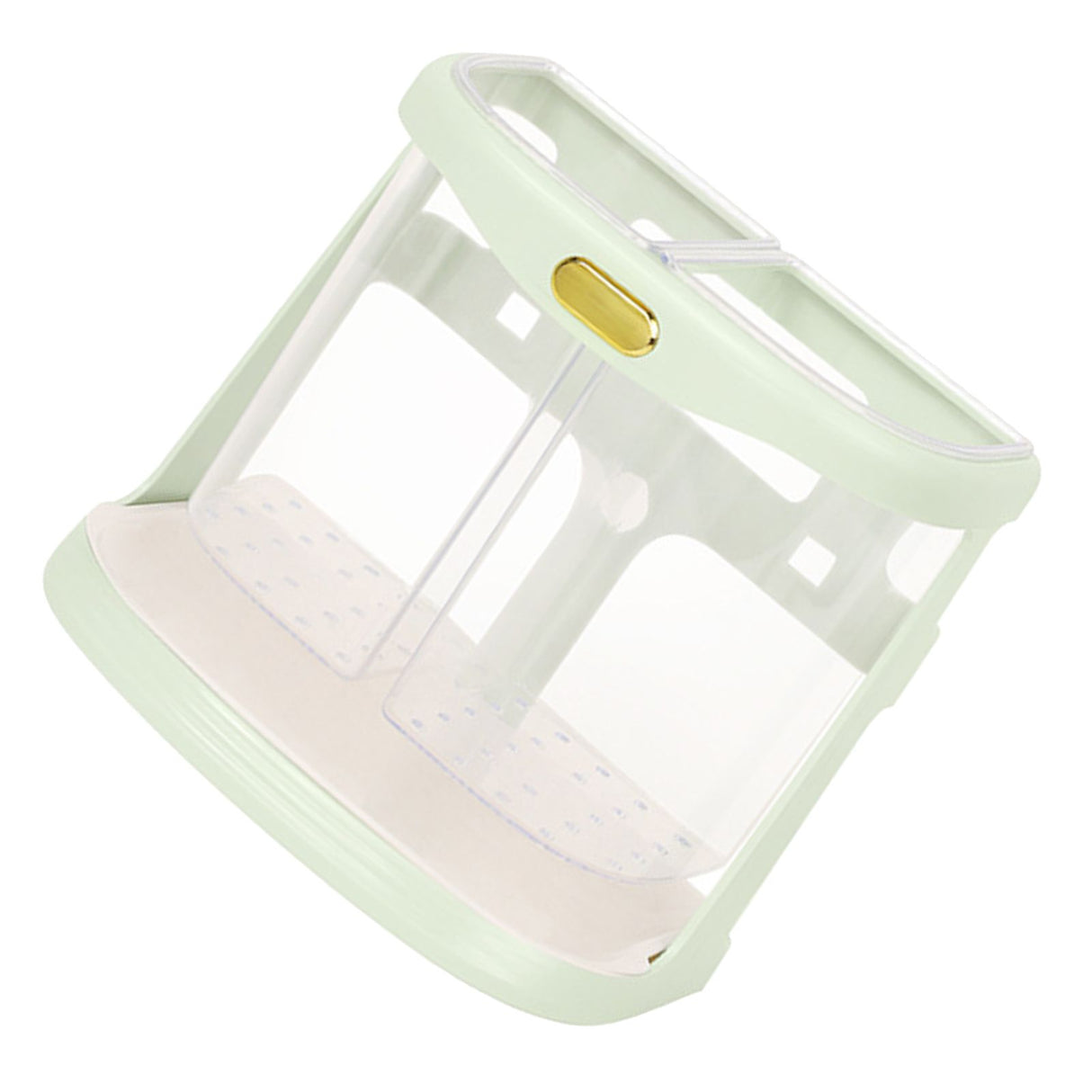 Chopsticks Drain Bucket Wall Mounted Double Compartment Hole Free Chopsticks Tube Basket for Forks Spoon Light Green