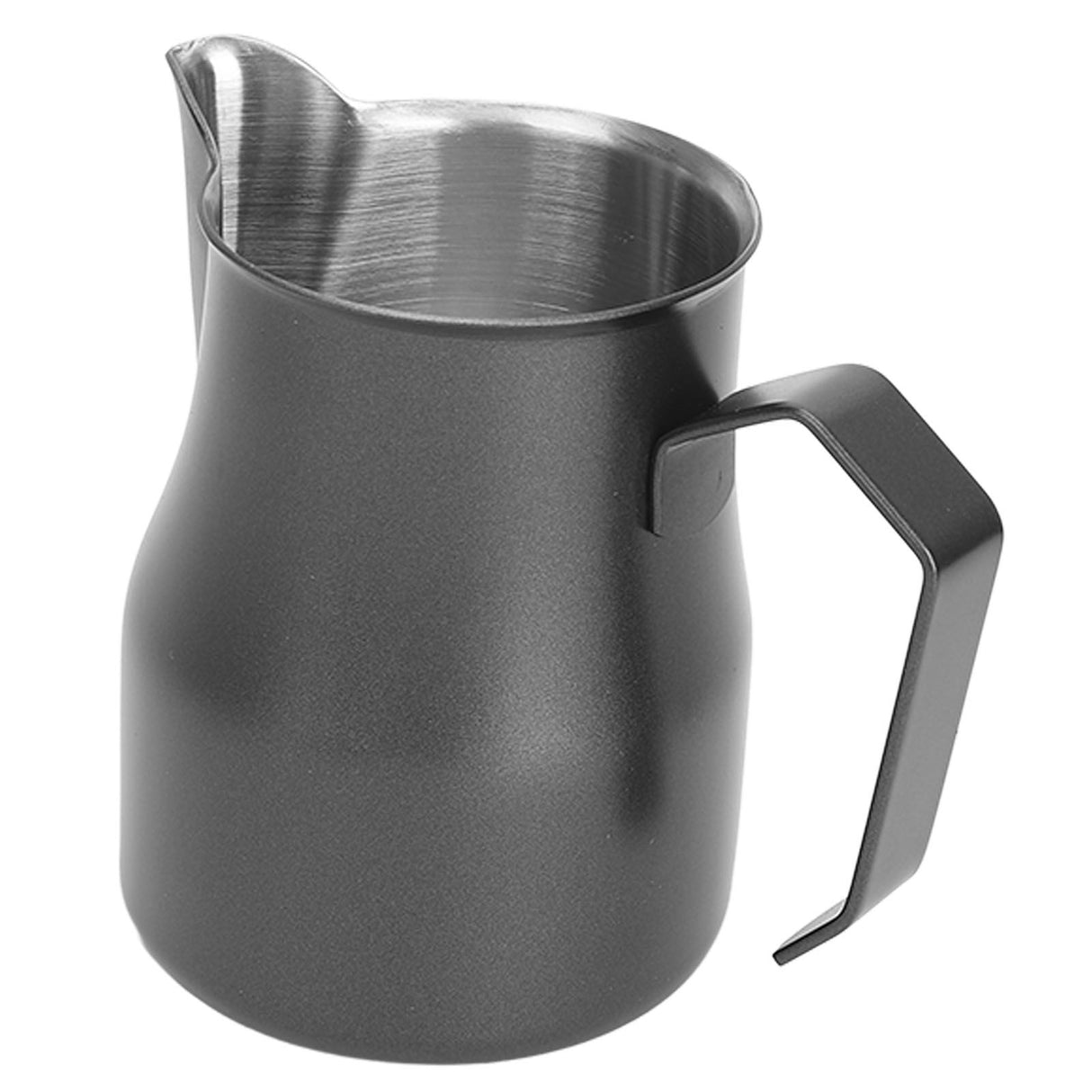 Milk Frothing Pitcher Coffee Steaming Pitcher 304 Stainless Steel Coffee Milk Cup Milk Frother Cup Olecranon Type Outlet Black 350ML