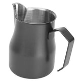 Milk Frothing Pitcher Coffee Steaming Pitcher 304 Stainless Steel Coffee Milk Cup Milk Frother Cup Olecranon Type Outlet Black 350ML - Top-Down View