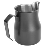 Milk Frothing Pitcher Coffee Steaming Pitcher 304 Stainless Steel Coffee Milk Cup Milk Frother Cup Olecranon Type Outlet Black 350ML - Rear View
