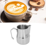 Milk Frothing Pitcher Coffee Steaming Pitcher 304 Stainless Steel Coffee Milk Cup Milk Frother Cup Olecranon Type Outlet Silver 350ML