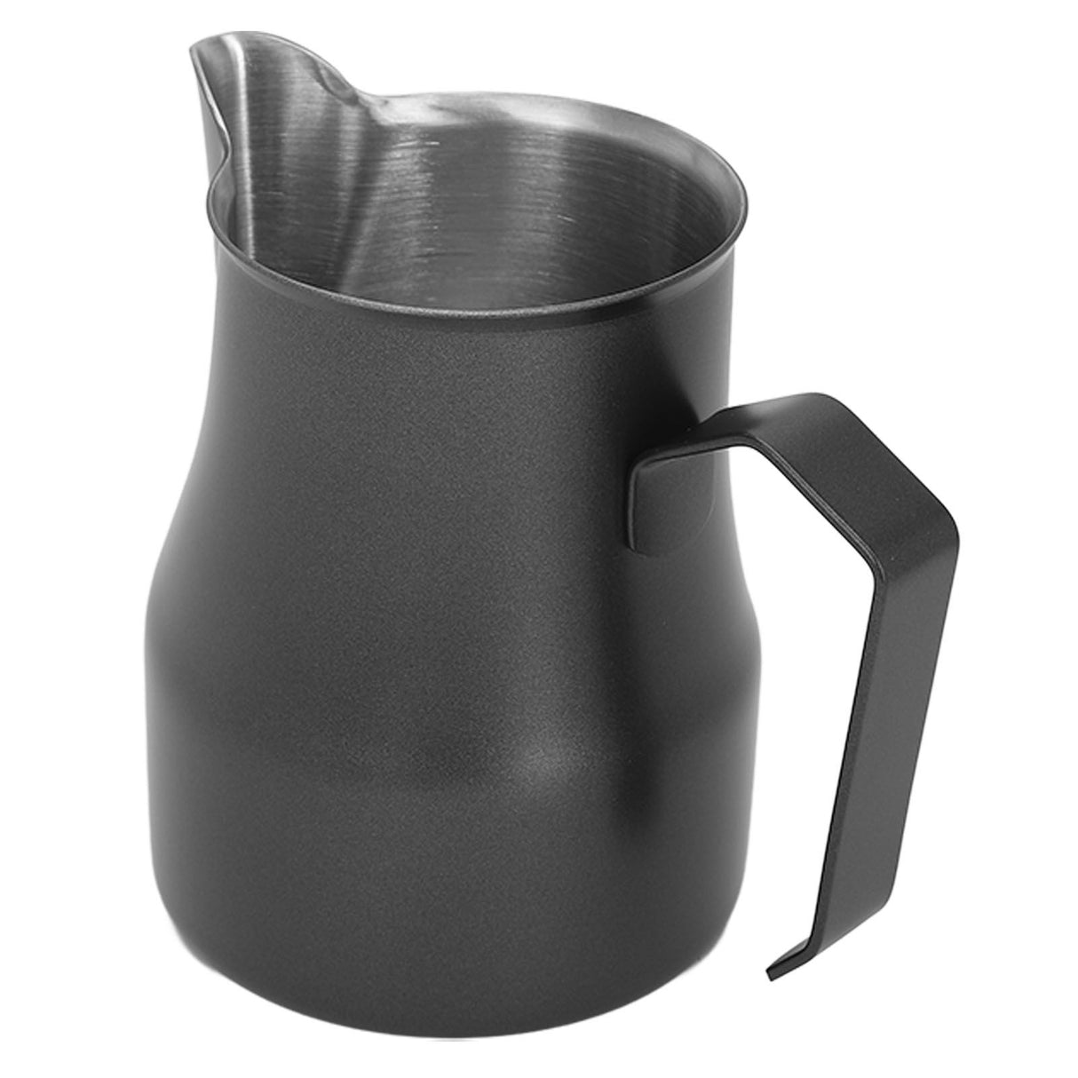 Milk Frothing Pitcher Coffee Steaming Pitcher 304 Stainless Steel Coffee Milk Cup Milk Frother Cup Olecranon Type Outlet Black 450ML
