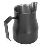 Milk Frothing Pitcher Coffee Steaming Pitcher 304 Stainless Steel Coffee Milk Cup Milk Frother Cup Olecranon Type Outlet Black 450ML - Rear View