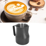 Milk Frothing Pitcher Coffee Steaming Pitcher 304 Stainless Steel Coffee Milk Cup Milk Frother Cup Olecranon Type Outlet Black 450ML