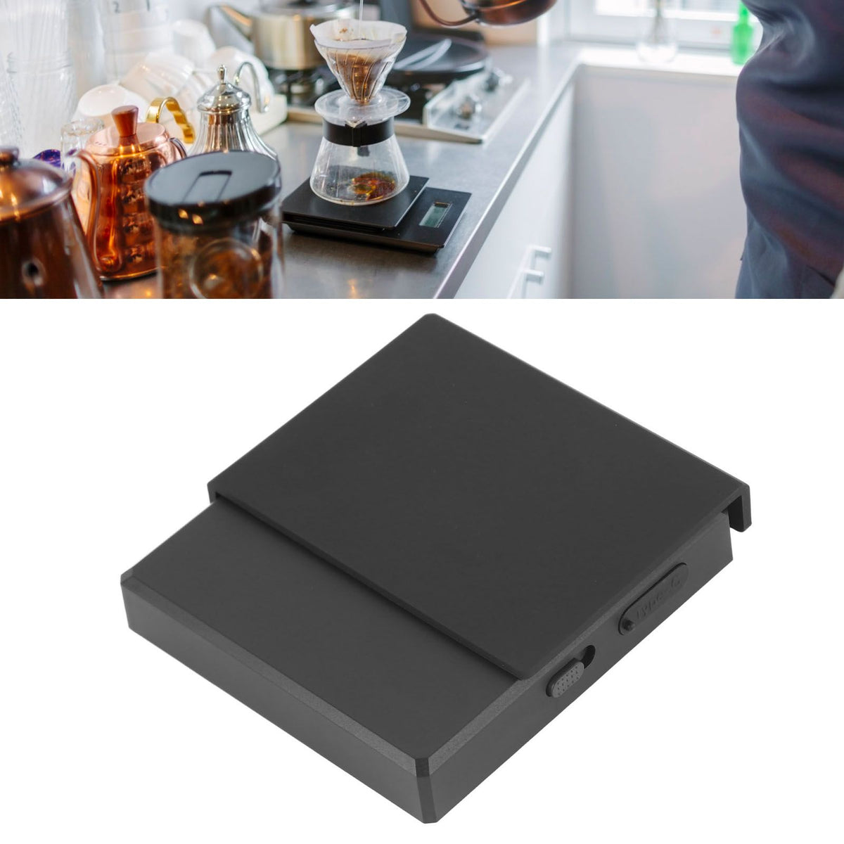 Digital Coffee Scale with Timer 3 Modes High Accuracy 900mAh Type C Charging Touch Control Mini Smart Kitchen Scale Black