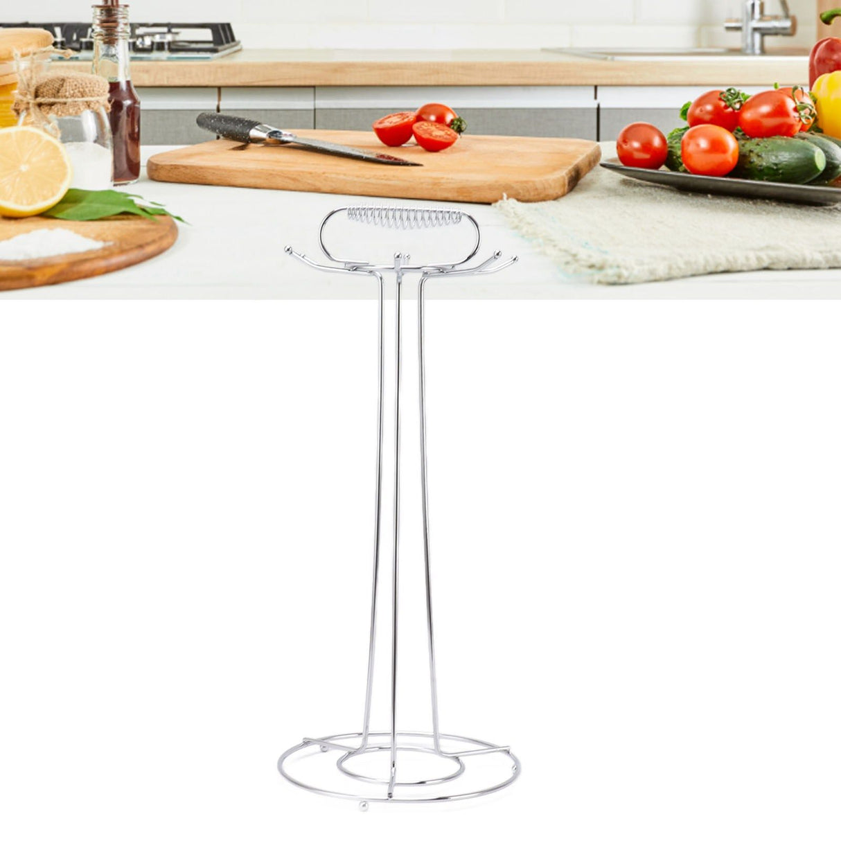 Cooking Utensils Holder Stainless Steel Multifunctional Kitchen Countertop Cooking Utensil Hanging Organizer Rack for Spoon Spatula Soup Ladle Type 2