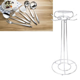 Cooking Utensils Holder Stainless Steel Multifunctional Kitchen Countertop Cooking Utensil Hanging Organizer Rack for Spoon Spatula Soup Ladle Type 2