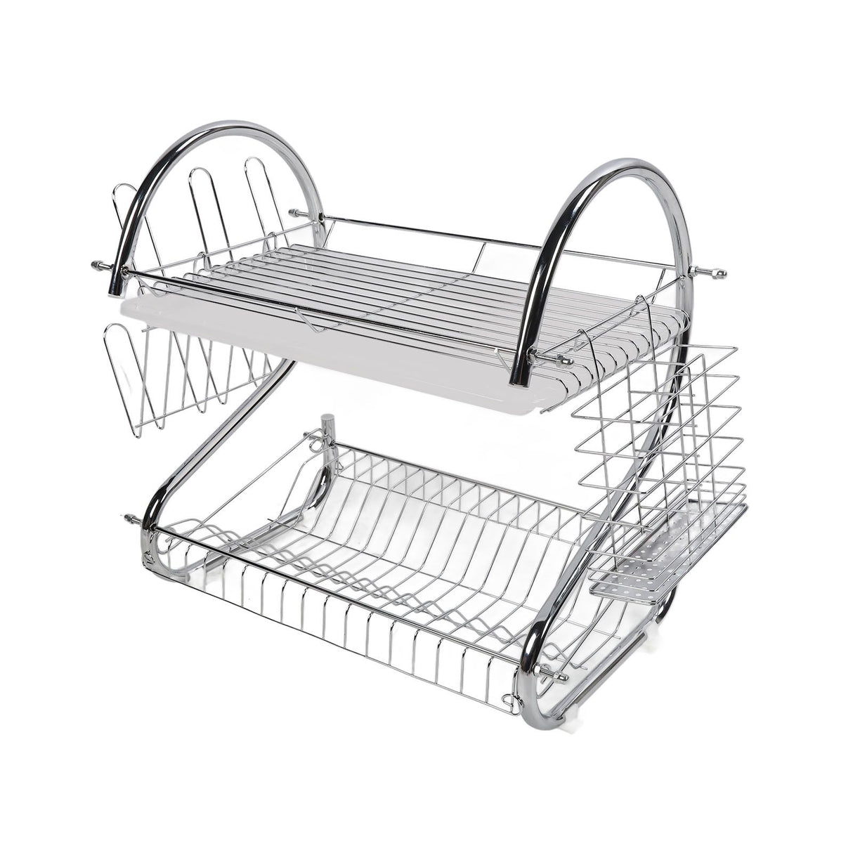 Dish Rack 2 Tier Bowl Dish Drainer Neat Organization Rust Prevention Kitchen Drying Rack Water Cup Style