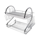 Dish Rack 2 Tier Bowl Dish Drainer Neat Organization Rust Prevention Kitchen Drying Rack Water Cup Style