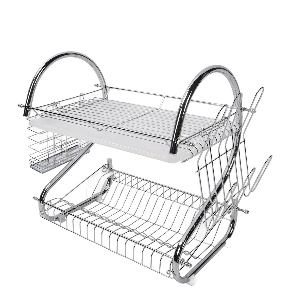 Dish Rack 2 Tier Bowl Dish Drainer Neat Organization Rust Prevention Kitchen Drying Rack Water Cup Style