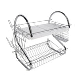 Dish Rack 2 Tier Bowl Dish Drainer Neat Organization Rust Prevention Kitchen Drying Rack Water Cup Style - Top-Down View