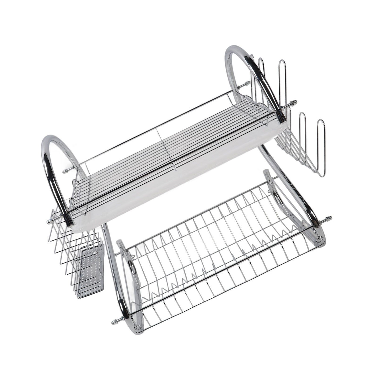 Dish Rack 2 Tier Bowl Dish Drainer Neat Organization Rust Prevention Kitchen Drying Rack Water Cup Style